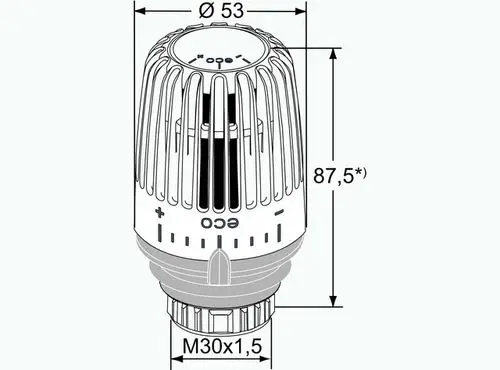 Thermostatkopf in weiß mit vertikalen Kühllamellen. Das Produkt gehört zur Marke IMI Hydronic Engineering und zeigt eine klare Gestaltung für Heizkörperanwendungen.